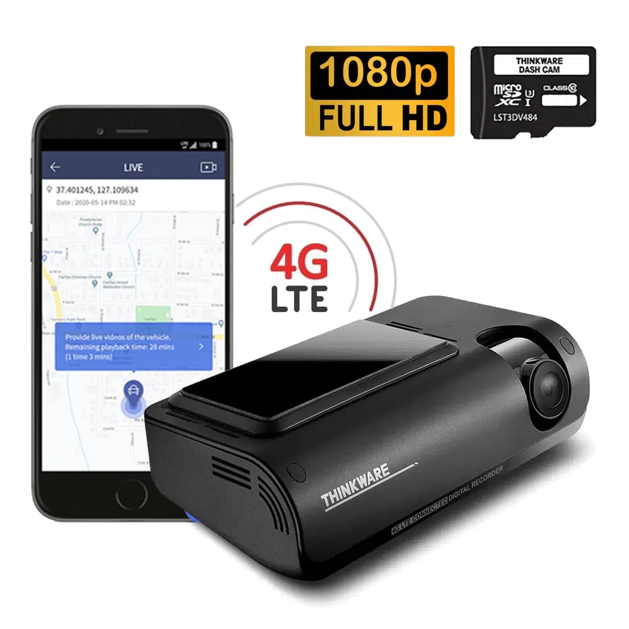 Thinkware T700 LTE 4G FHD 2-Kanal Dashcam mit Heckkamera im Set+Hardwire Kit